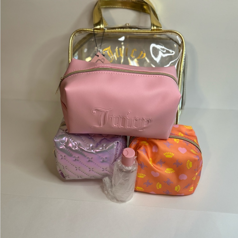 Juicy Couture 4 Piece Nested Cosmetic Storage Bag Set / Travel Bag NWT - Picture 2 of 7